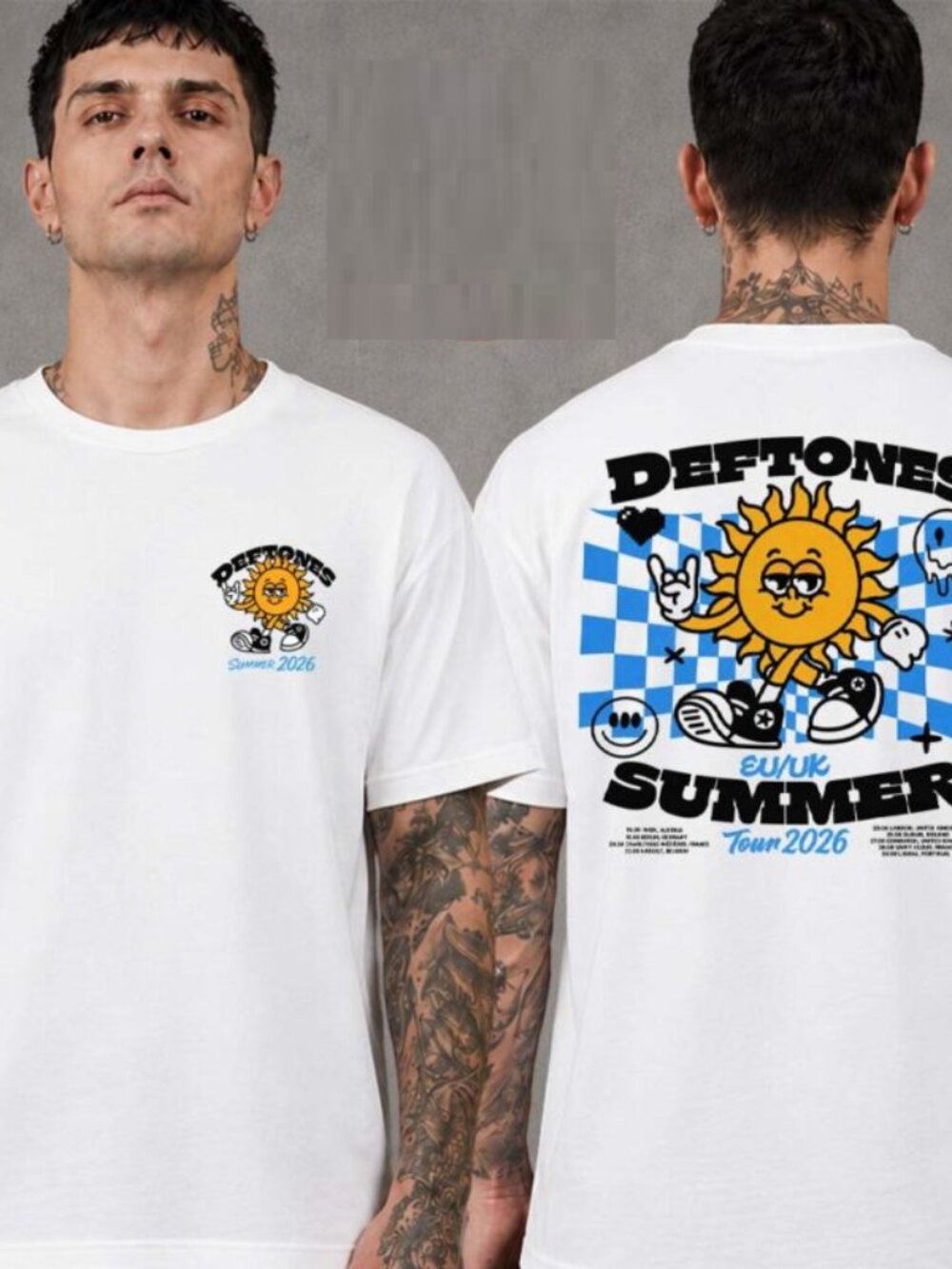 Deftones Summer 2026 Tour EU And UK Merch The Sun With Dates Two Sided T-Shirt